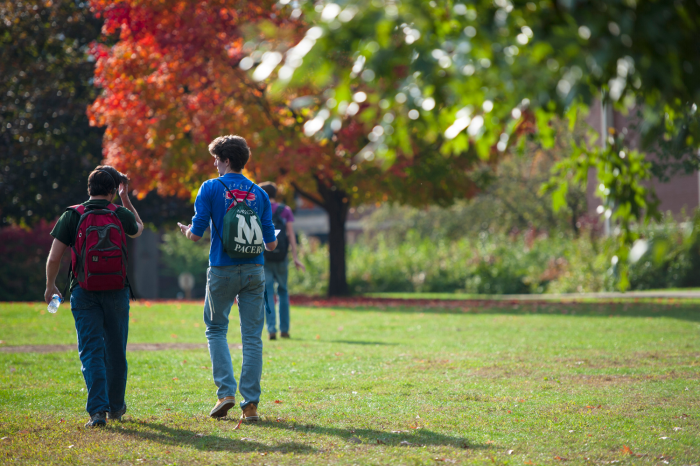 students walking on marywood campus